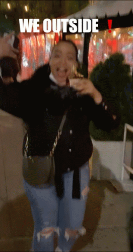 Woman Holding Coffee Saying We Outside GIF