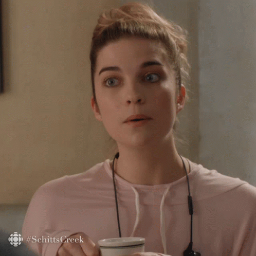 Woman Holding Coffee Schitts Creek GIF