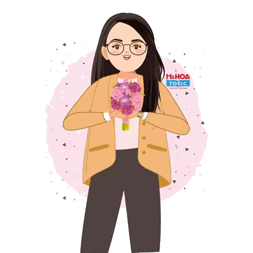 Woman Holding Flowers with Toeic Logo