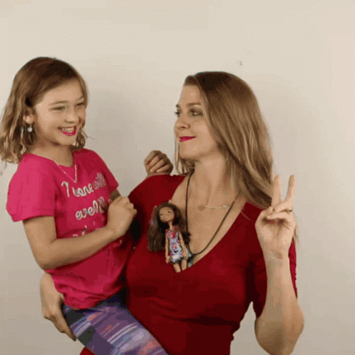 Woman Holding Girl Saying I Wanna Be Awesome GIF