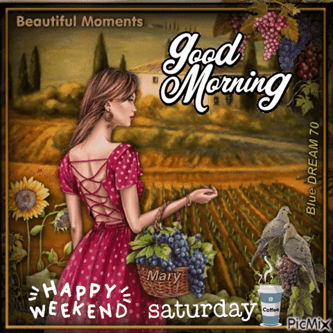 Woman Holding Grapes With Good Morning Message