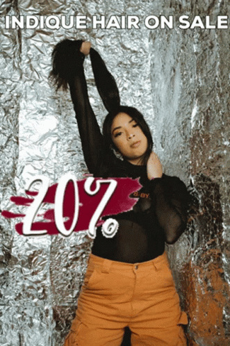 Woman Holding Hair In Hair Sale Ad GIF