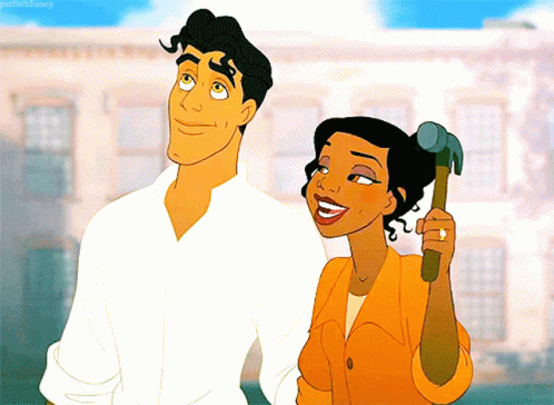 Woman Holding Hammer Beside Man GIF