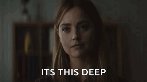 Woman Holding Hands Up Saying Its This Deep