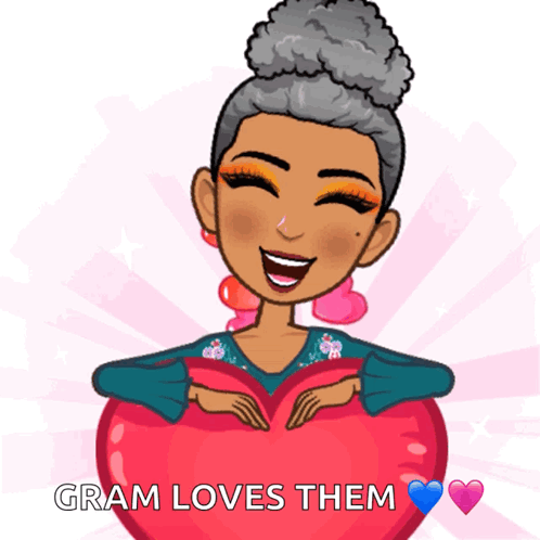 Woman Holding Heart Says Gram Loves Them GIF