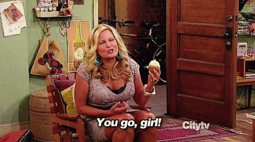 Woman Holding Ice Cream Cone Says You Go Girl