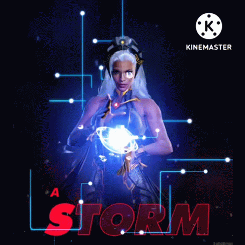 Woman Holding Light in Astonishing Storm