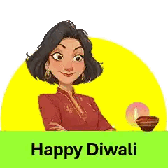 Woman Holding Lit Candle Happy Diwali