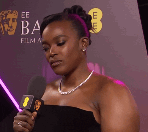 Woman Holding Microphone At EE Ba Film Awards GIF