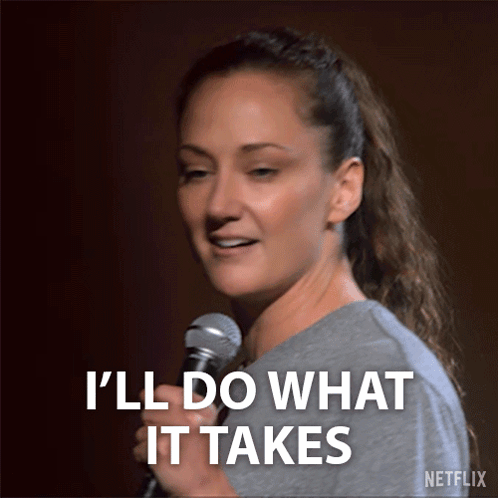 Woman Holding Microphone Says I'll Do What It Takes