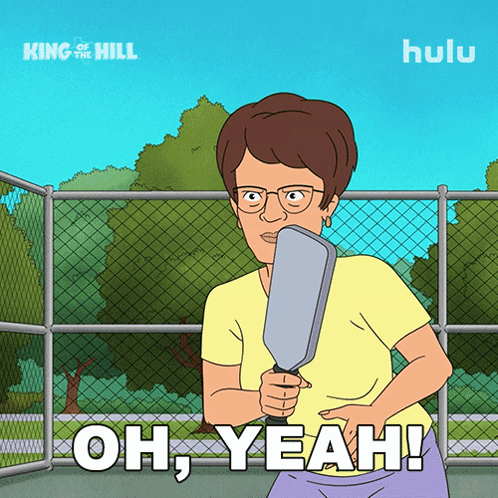 Woman Holding Paddle Saying Oh Yeah