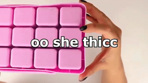 Woman Holding Pink Ice Cube Tray Saying Oo She Thicc