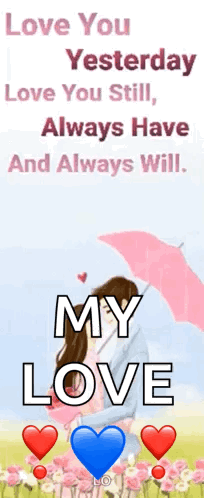 Woman Holding Pink Umbrella Love You Yesterday Always GIF