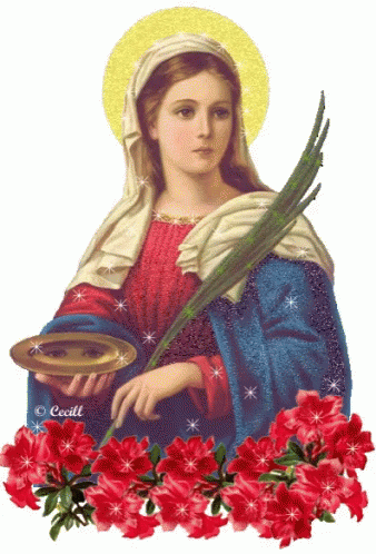 Woman Holding Plate and Flowers Cecill