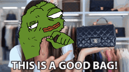 Woman Holding Purse Saying This Is a Good Bag