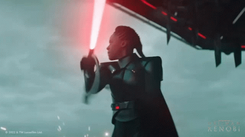 Woman Holding Red Lightsaber