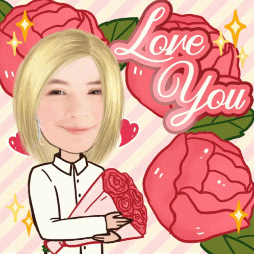 Woman Holding Roses Saying Love You