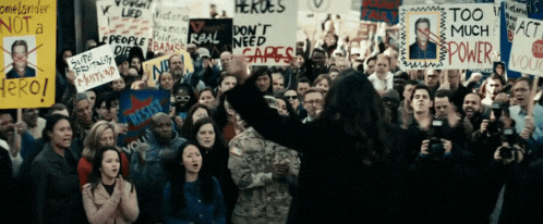Woman Holding Sign Too Much Power GIF