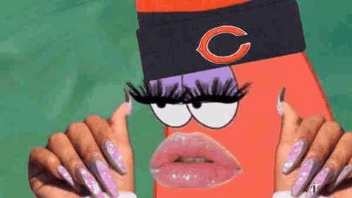 Woman Holding SpongeBob With Long Nails and Hat