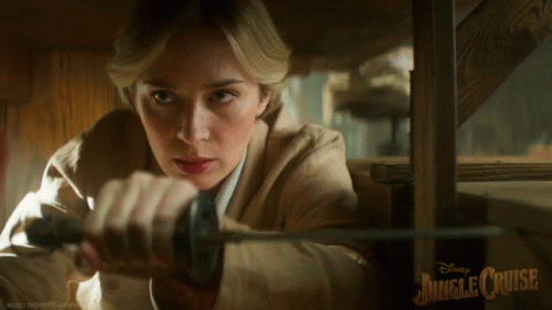 Woman Holding Sword with Jungle Cruise Ad