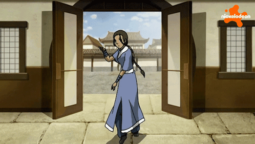 Woman Holding Sword With Nickelodeon Logo GIF