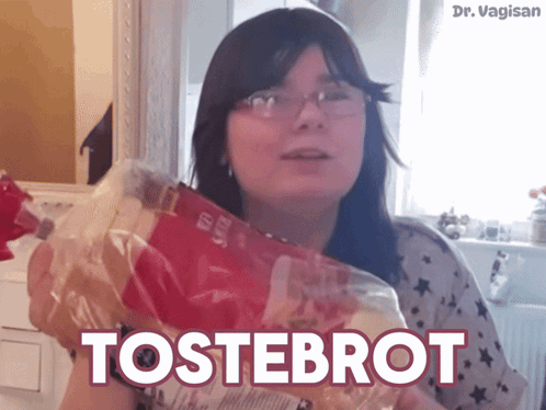 Woman Holding Tostebrot Bread Bag