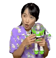 Woman Holding Toy Story Character