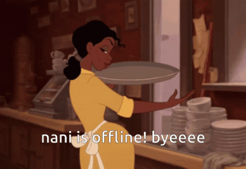Woman Holding Tray Saying Nani Is Offline GIF