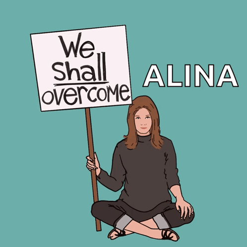 Woman Holding We Shall Overcome Sign