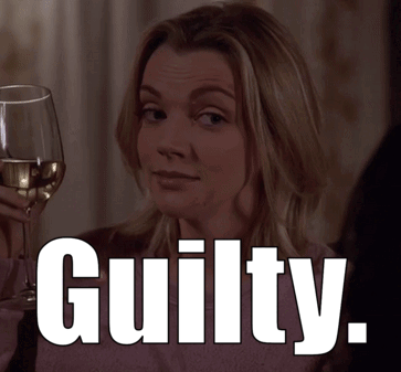 Woman Holding Wine and Guilty