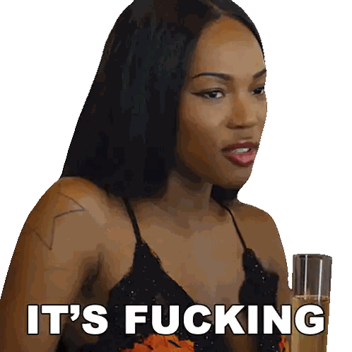 Woman Holding Wine Glass Saying Its Fucking