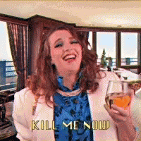Woman Holding Wine Glass Smiling Kill Me Now