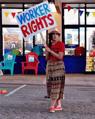 Woman Holding Worker Rights Sign