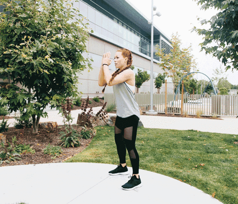 Woman Hopping Squats Loop GIF