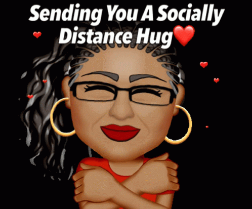 Woman Hugging Herself Sending You a Socially Distance Hug