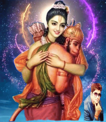 Woman Hugging Man Next to Picture of Man