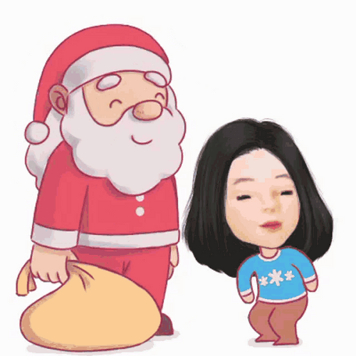 Woman Hugging Santa Animation GIF