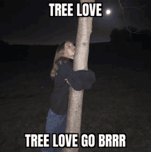 Woman Hugging Tree Tightly Tree Love Meme GIF