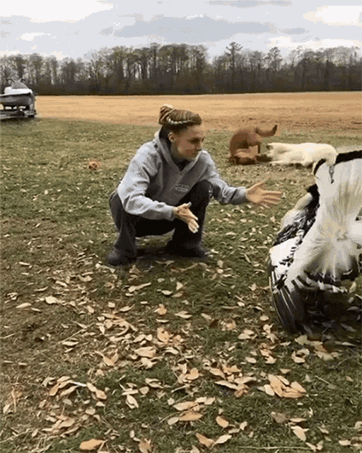 Woman Hugging Turkey GIF