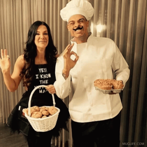 Woman in Apron Saying Yes I Know the Muffin Next to Chef Man