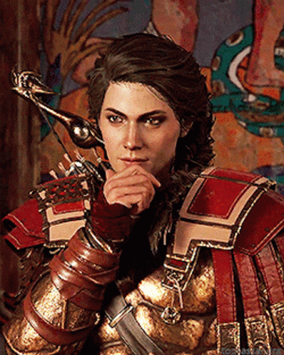Woman in Armor Holding Bow and Arrow
