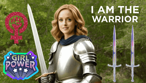 Woman in Armor Holding Sword I Am the Warrior