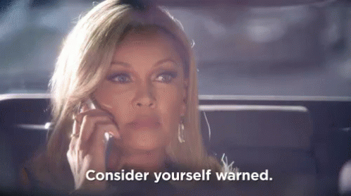 Woman in Back Seat Saying Consider Yourself Warned
