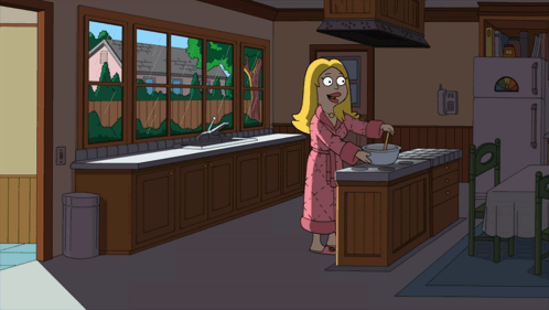 Woman In Bathrobe Mixing In Bowl GIF