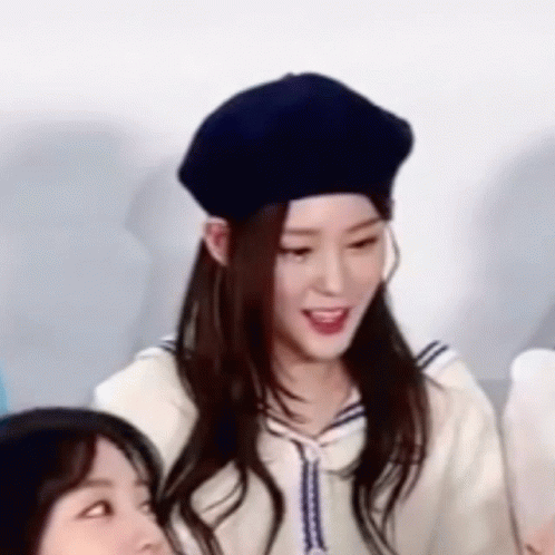 Woman in Beret and Sailor Suit Close Up
