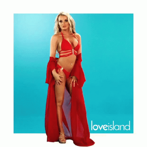 Woman In Bikini And Long Red Dress Love Island GIF