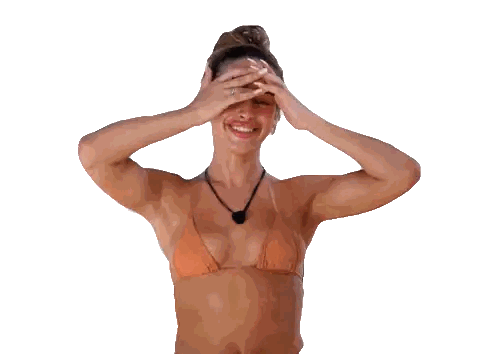 Woman in Bikini Covering Eyes
