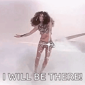 Woman in Bikini Dancing in Pool Saying I Will Be There
