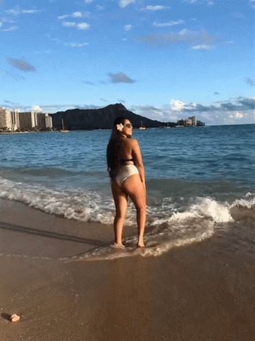 Woman In Bikini On Beach GIF