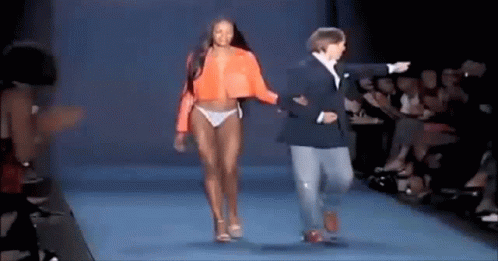 Woman in Bikini Walking Runway